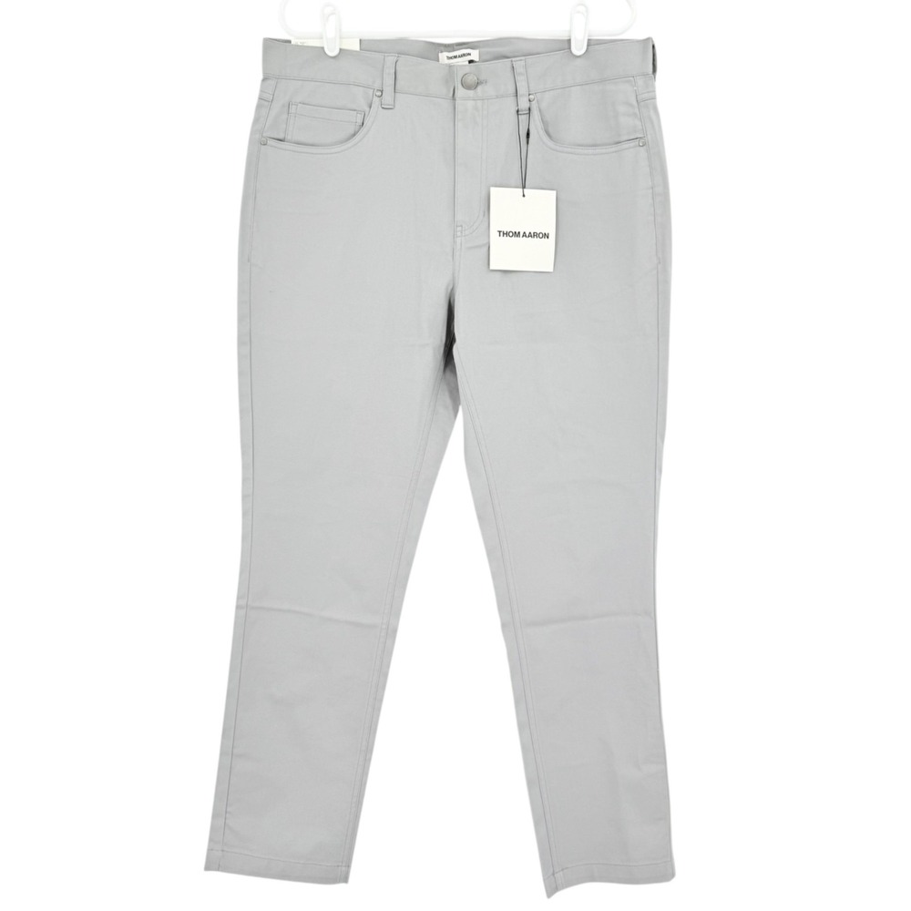 Thom Aaron Men's Stretch Slim Fit Lightweight Gray Chino Pants Size 36x30 NWT
